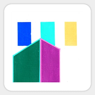 Inverted Purple Blue Yellow Green Geometric Abstract Painting Sticker